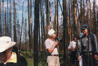 Mac answers a sceptical delegate's question about impact of the lack of burnt trees like these in a clearcut